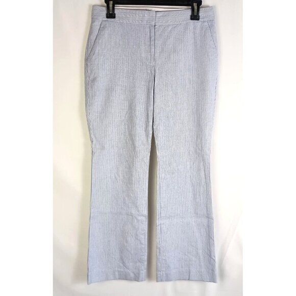 Talbots Cropped Seersucker Pants 6 Petite Light Blue Stripe Stretch Summer - Picture 1 of 8